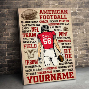 Football Player Slang Terms Personalized  Art Poster