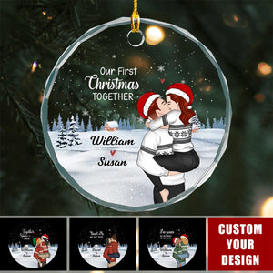 Our First Christmas Together - Personalized Couple Glass Ornament
