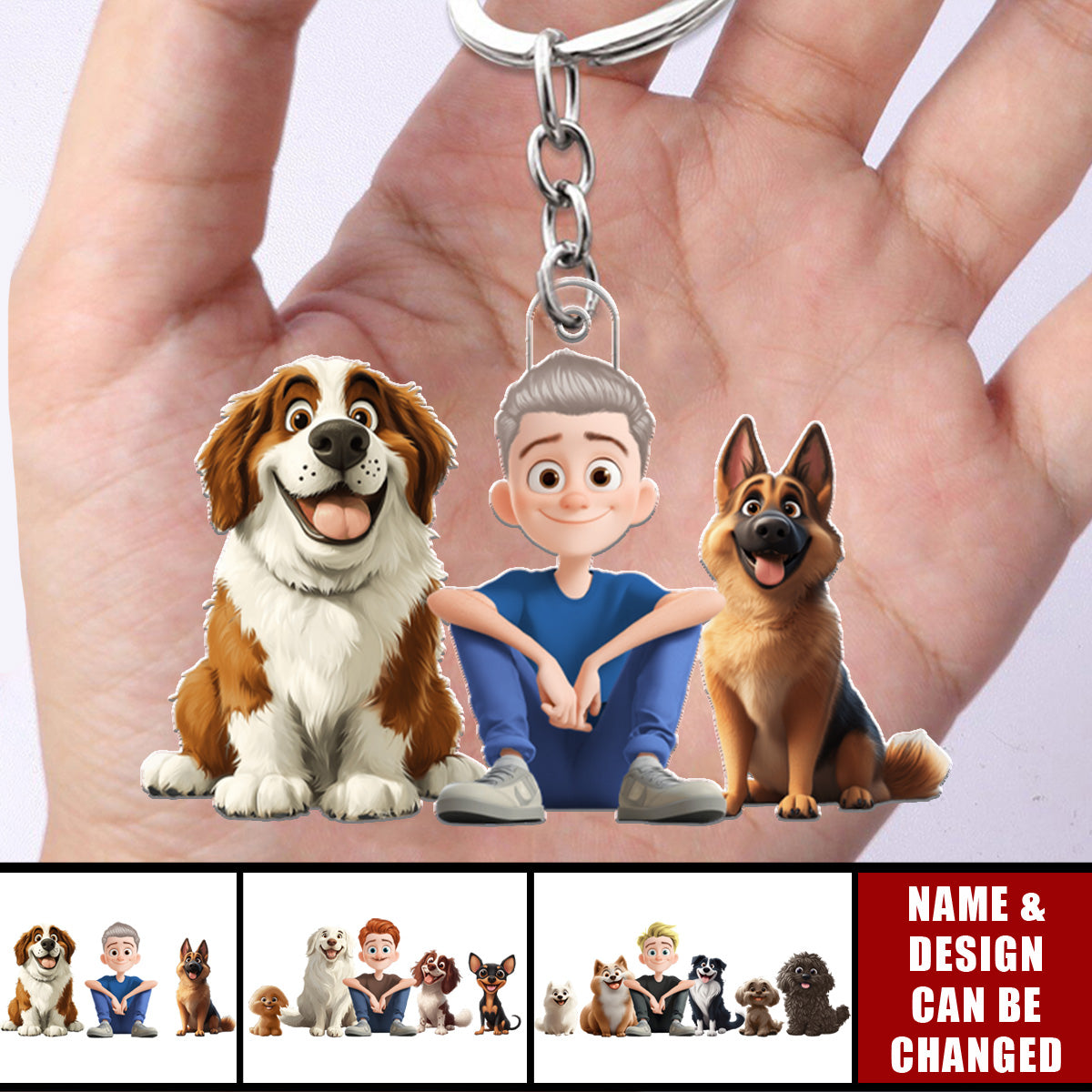 A Man & His Dogs - Personalized Keychain - Gifts For Dog Lovers