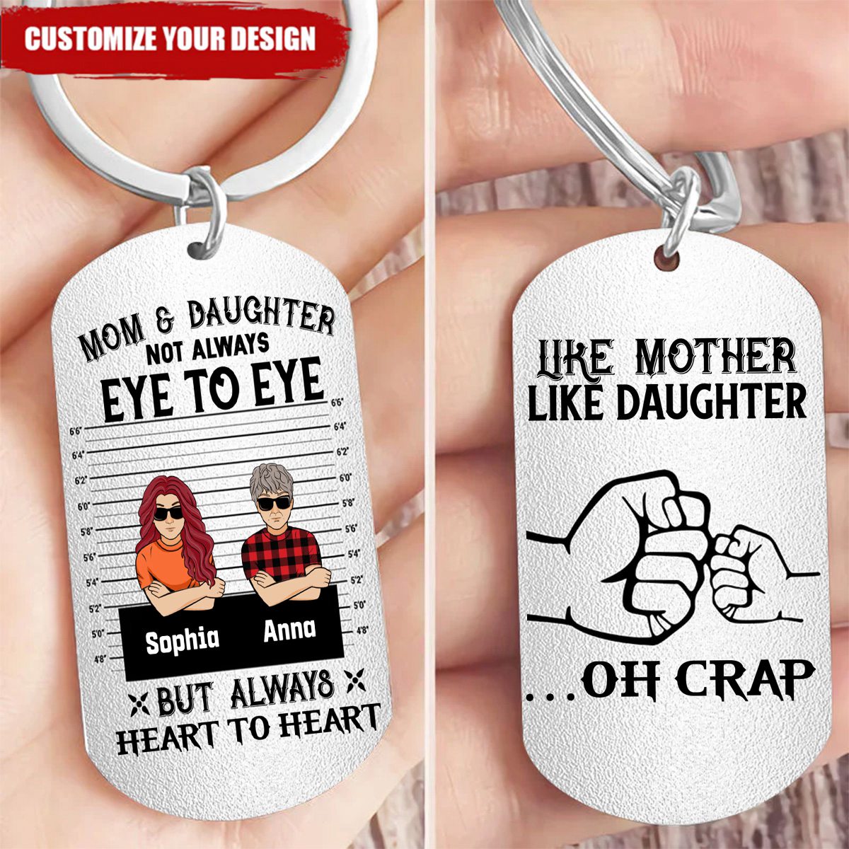 Personalized Dad/Mom And Daughter/Son Stainless Steel Keychain - Gift Idea For Father's Day From Daughter/Son - Like Father Like Daughter Oh Crap