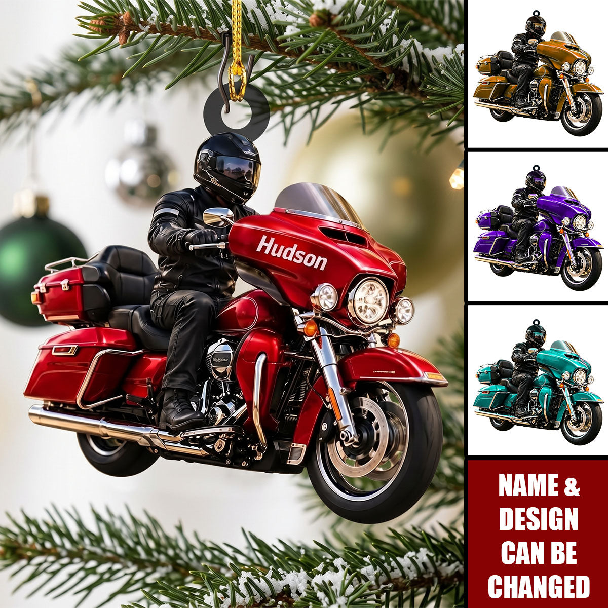 Custom Biker Street Glide Motorcycle Christmas Ornament, Biker Keepsake