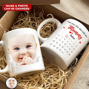 The Day You Became My Mommy Heart-shaped Personalized Mug