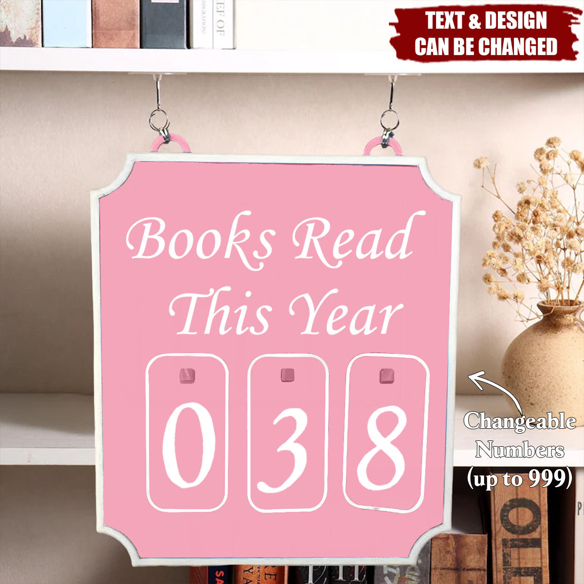 Books Read This Year - Personalized Hanging Bookshelf Counter Bookish Decor