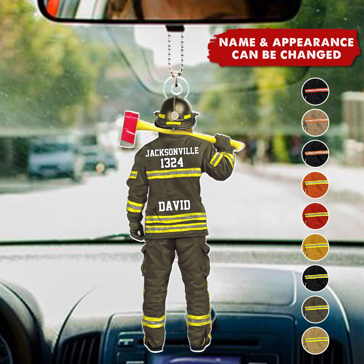 Firefighter Uniform - Gift For Firefighters - Personalized Car Ornament