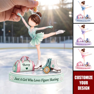 Personalized Figure Skater Girl Ornament, Custom Ice Skater Name Gift
