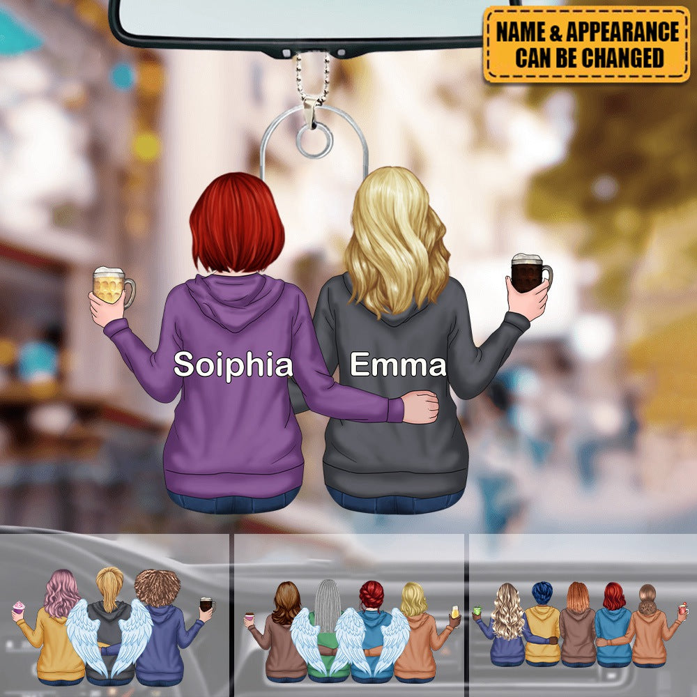 Personalized Sisters Besties Acrylic Car Ornament