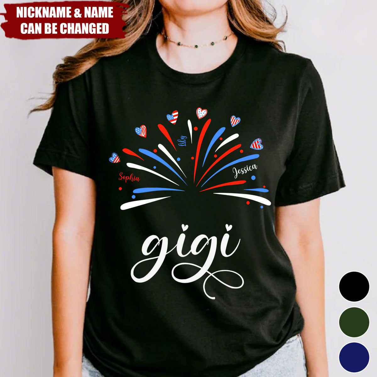 Proud Grandma And Kids Firework 4Th Of July - Personalized Shirt