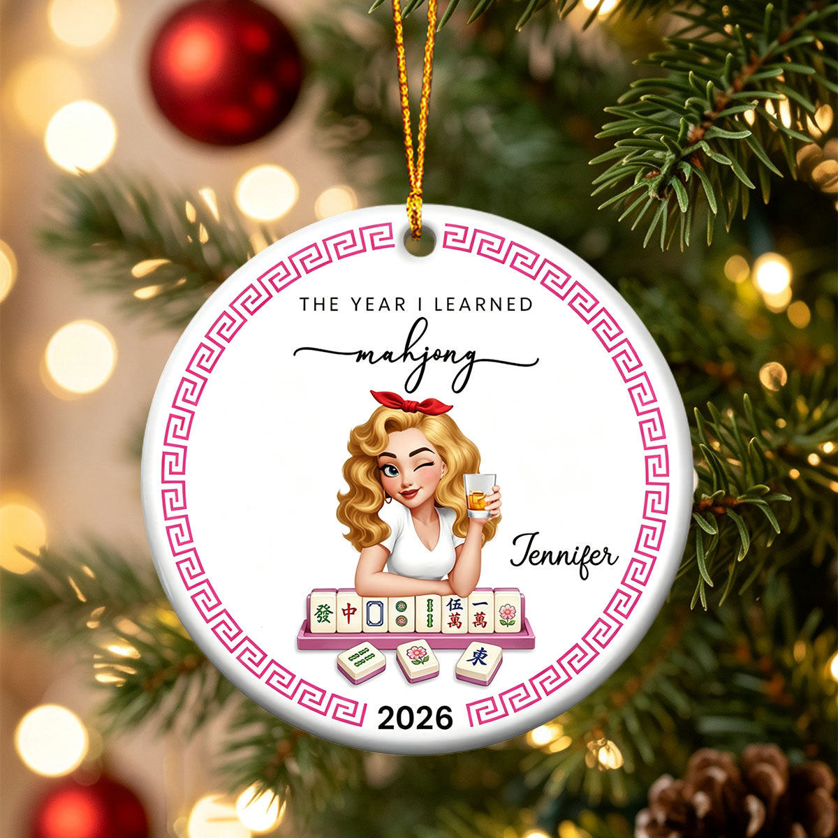 The Year I Learned Mahjong - Personalized Ceramic Ornament
