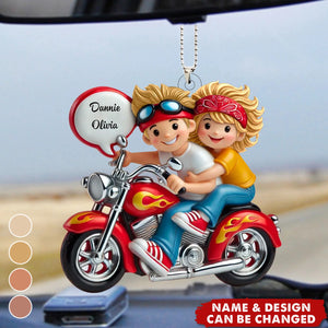 Motorcycle Couple Personalized Acrylic Car Ornament, Gift for Boyfriend Girlfriend