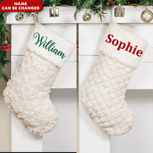 Personalized Embroidered Name Christmas Stockings Plush Sequin