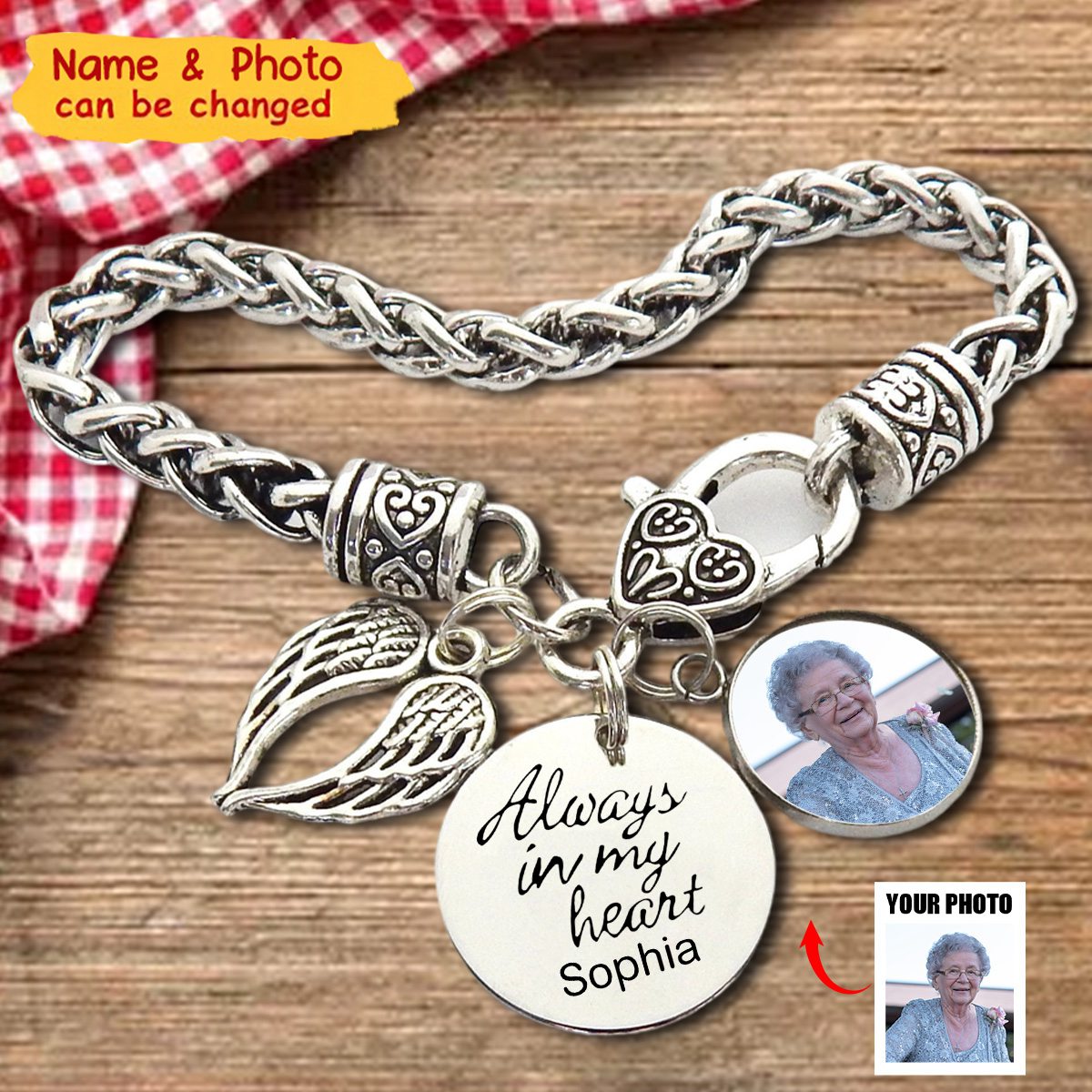 Memorial Bracelet - Personalized Gift - Always In My Heart Memory Bracelet