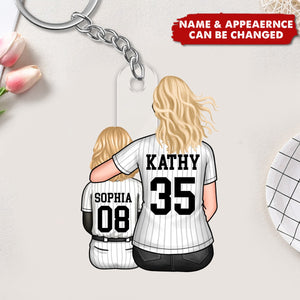Mom Dad And Kid Baseball Personalized Acrylic Keychain