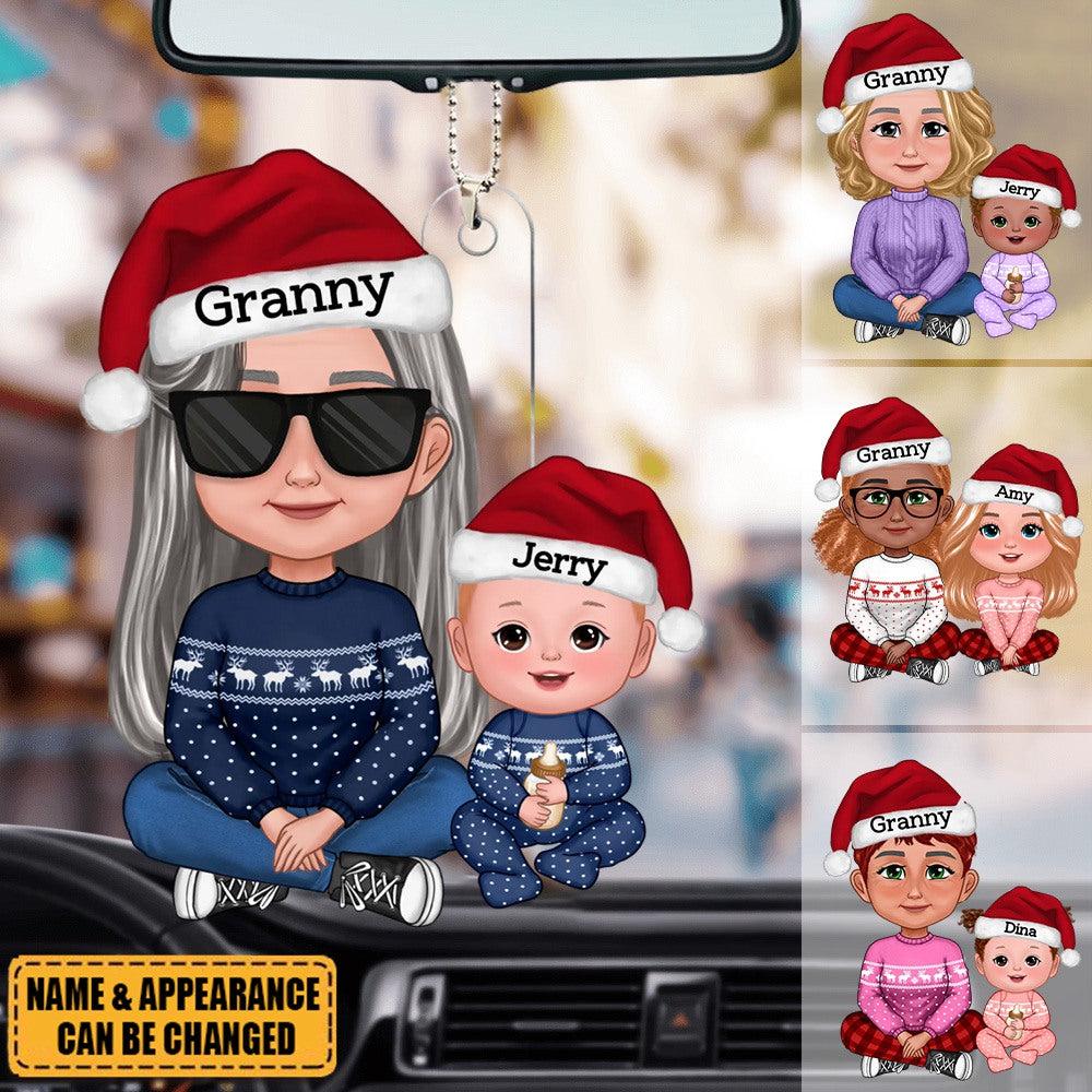 Cute Grandma Granddaughter Grandson Crossed Leg Personalized Acrylic Ornament