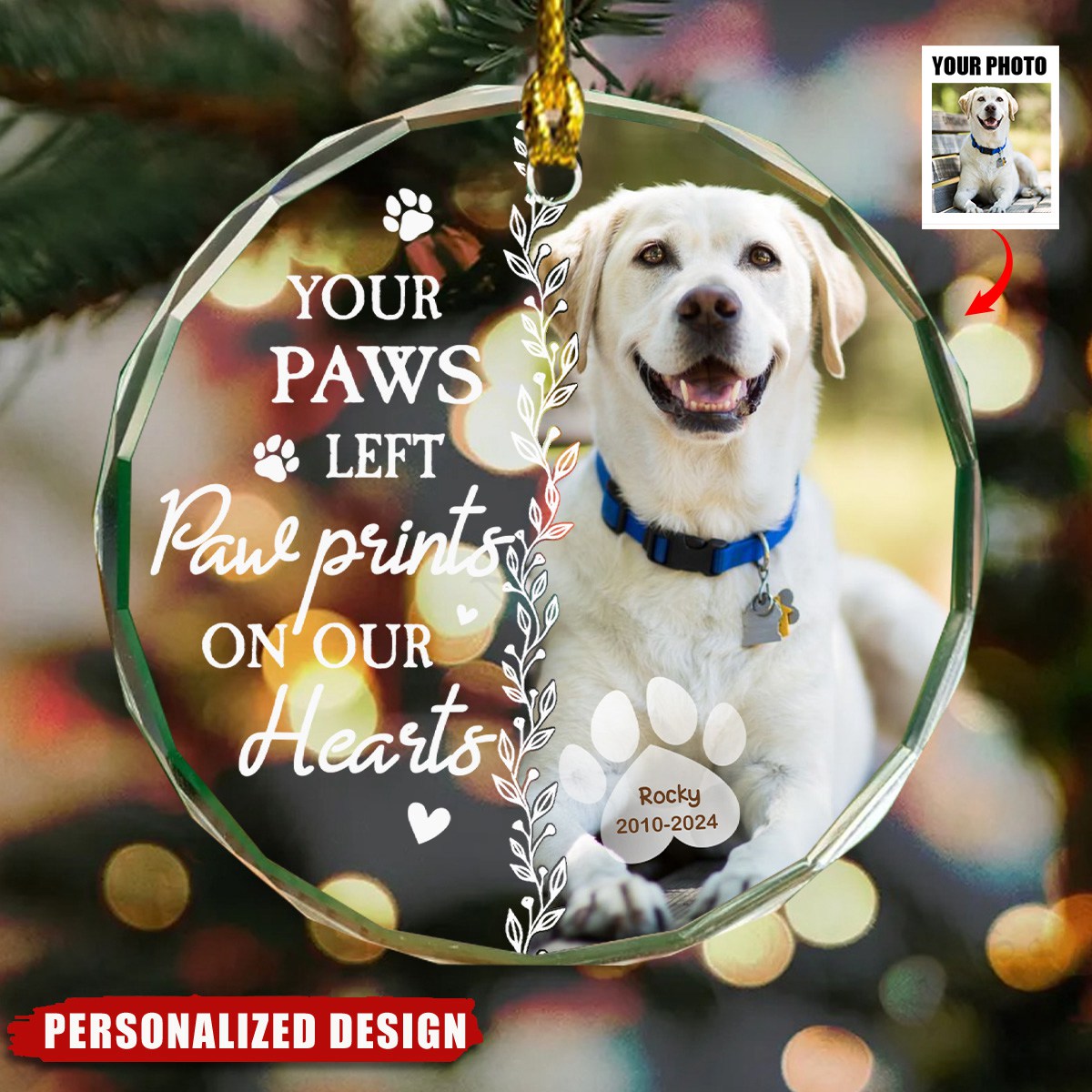 Personalized Gift For Pet Memorial Circle Glass Ornament