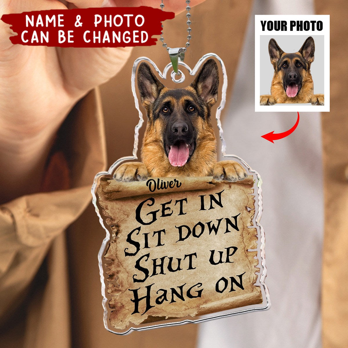 Get In Sit Down Shut Up Hang On - Personalized Car Photo Ornament