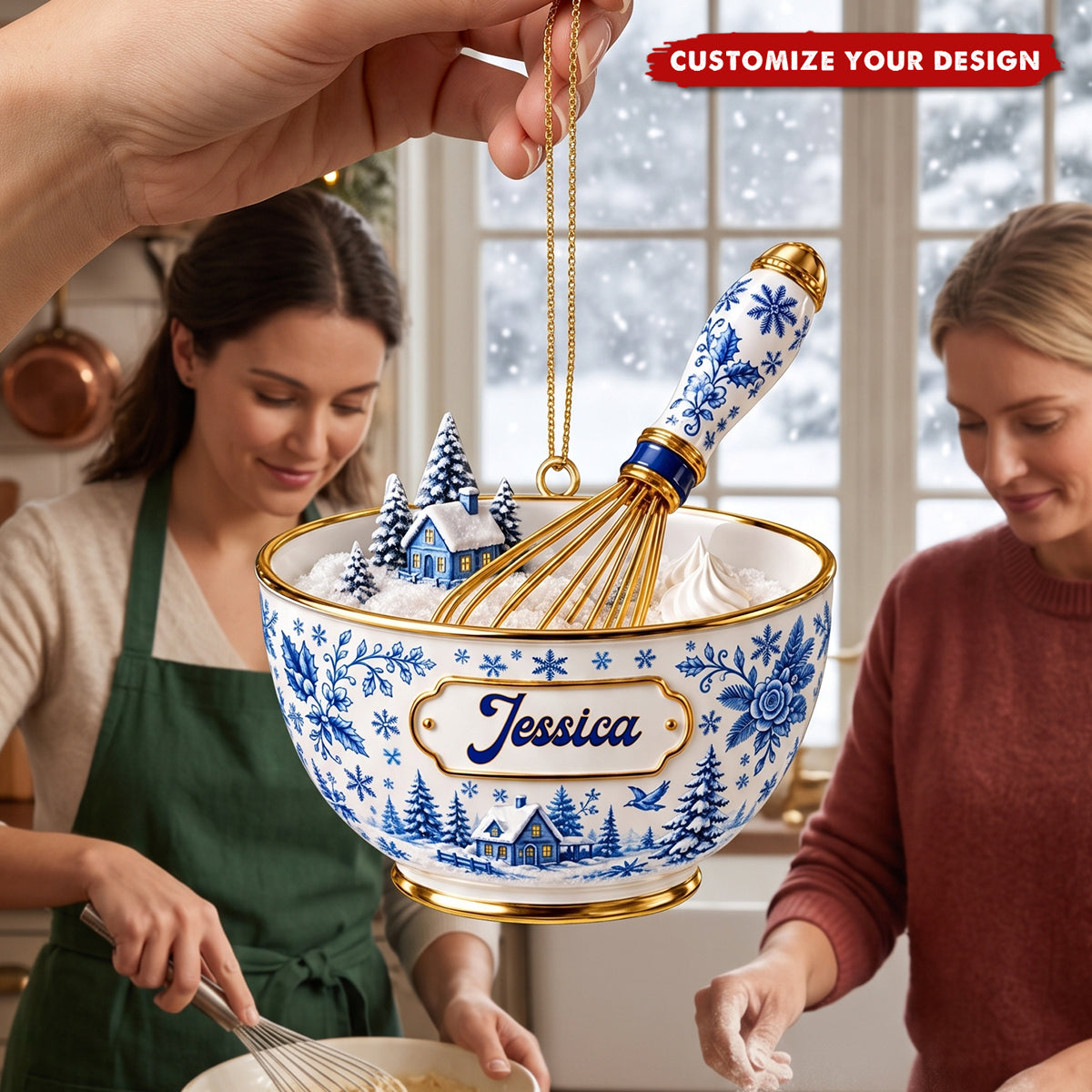Personalized Baking Through The Snow - Custom Ornament, Gift For Bakers and Moms