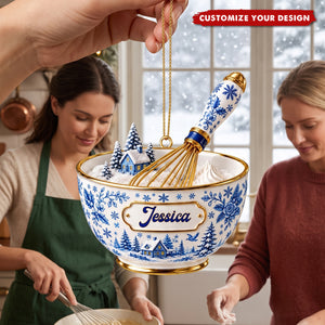 Personalized Baking Through The Snow - Custom Ornament, Gift For Bakers and Moms
