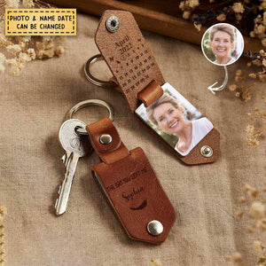 Memorial Calendar Upload Photo, The Day You Left Me Personalized Leather Keychain
