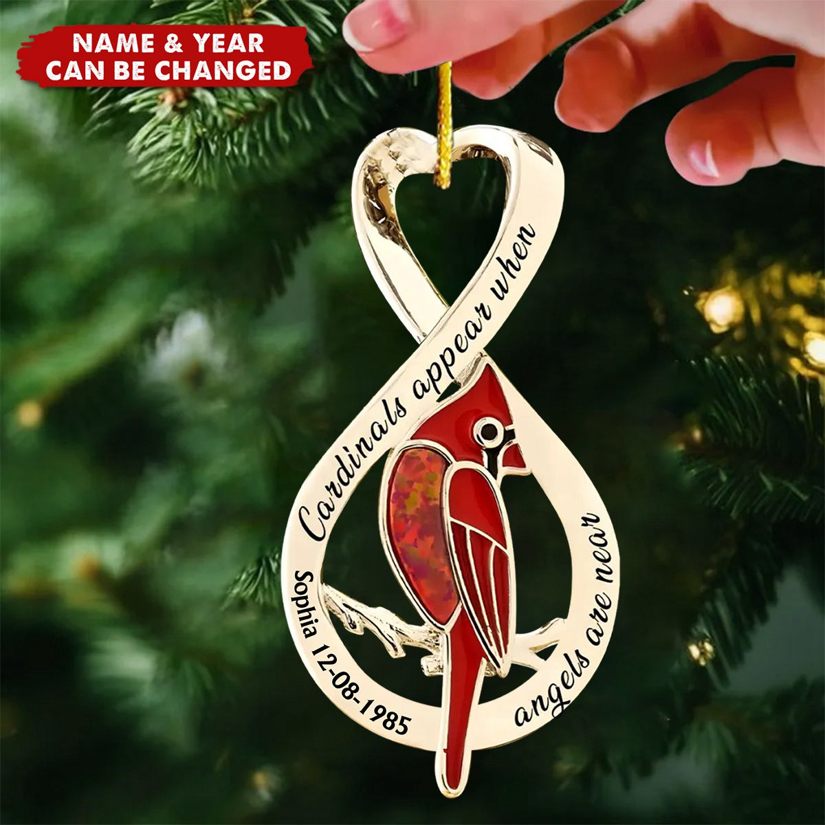 Custom Personalized Memorial Ornament - Christmas Gift Idea For Family Member - Cardinals Appear When Angels Are Near