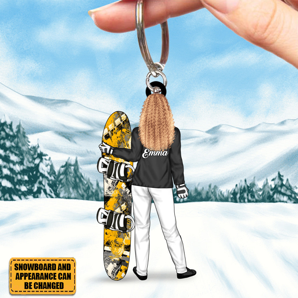 Personalized Gifts Snowboarding Keychain For Woman, Snowboarding Lovers