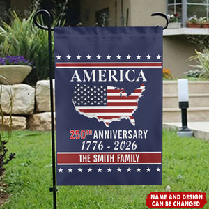 Personalized Family Name America 250th Anniversary Garden Flag