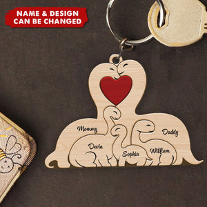 Family Dinosaurs - Gift For Family - Personalized Keychain