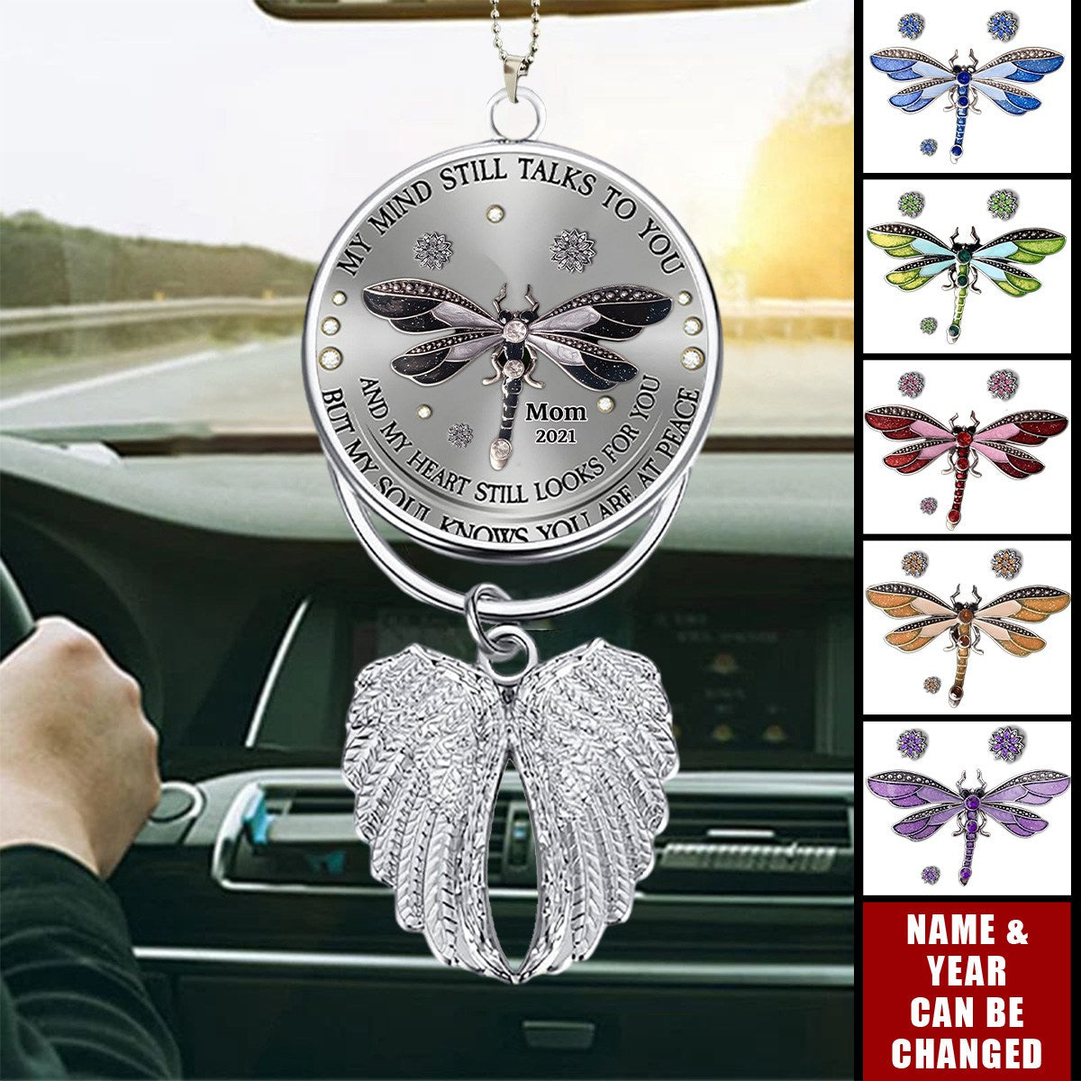 Dragonfly My Mind My Heart My Soul - Personalized Memorial Wings Ornament
