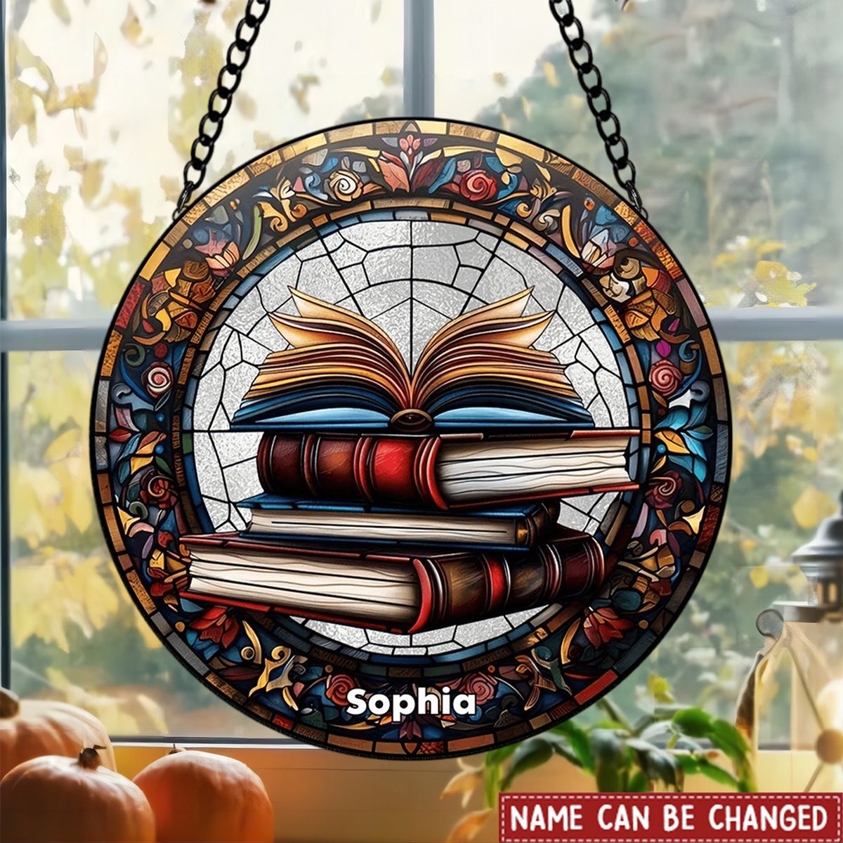 Personalized Gifts For Book Lover Stained Glass Ornament