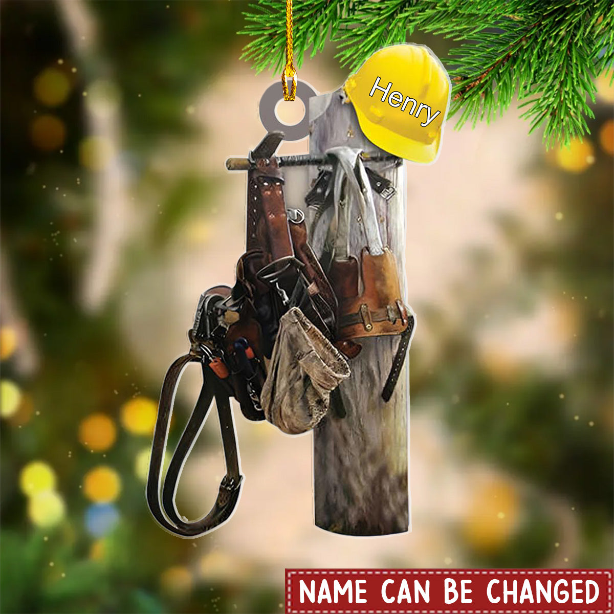 Worker Lineman Tree Hanger Lineman Personalized Christmas Ornament - Gift For Dad, Lineman