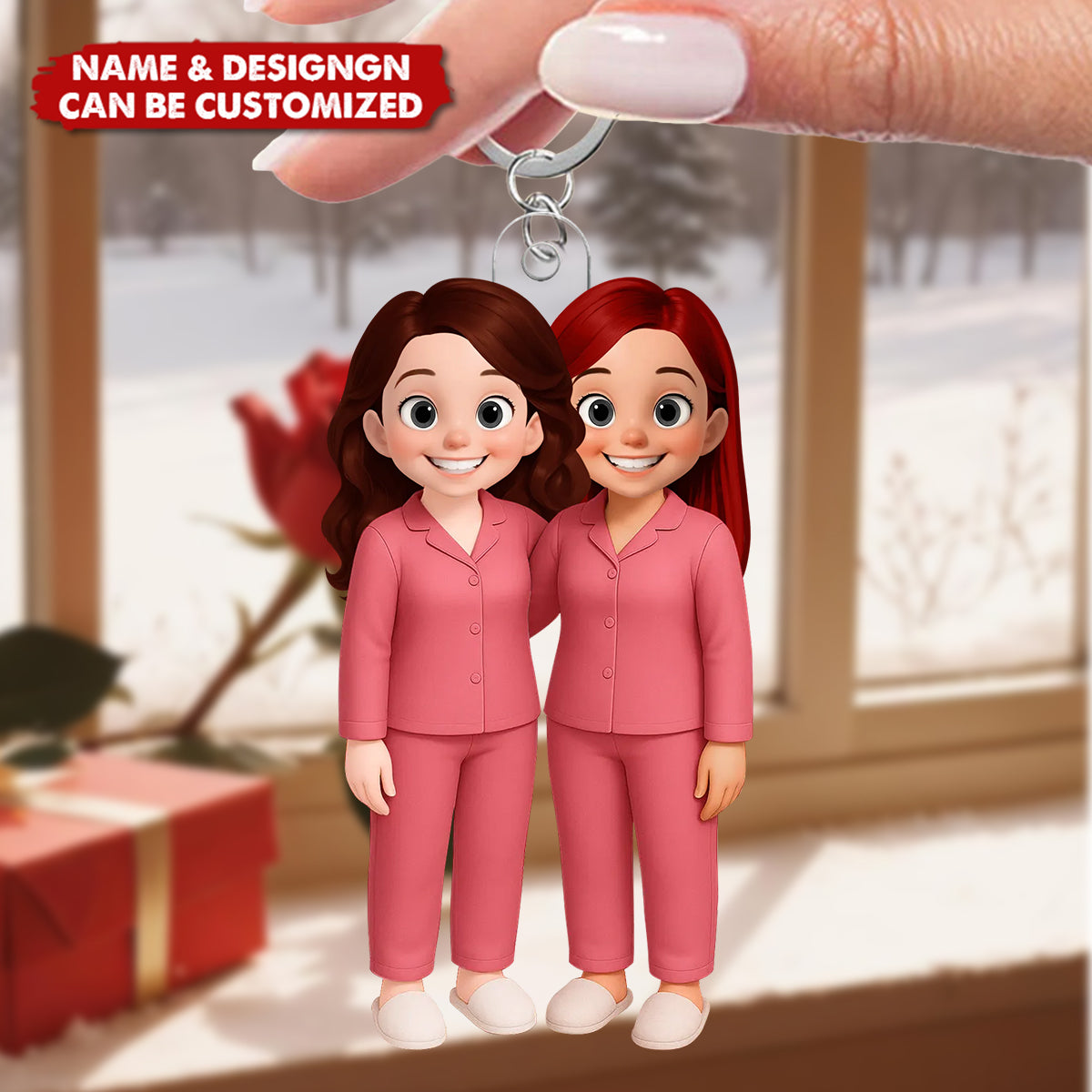 Besties Pink Tone - Personalized Acrylic Keychain