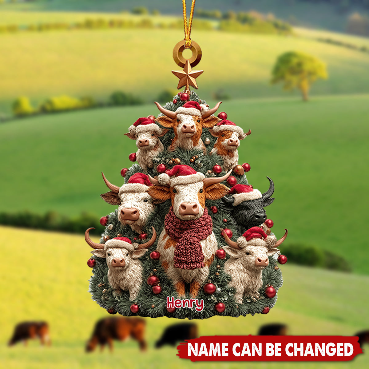 Christmas Tree Cow - Personalized Cow Ornament