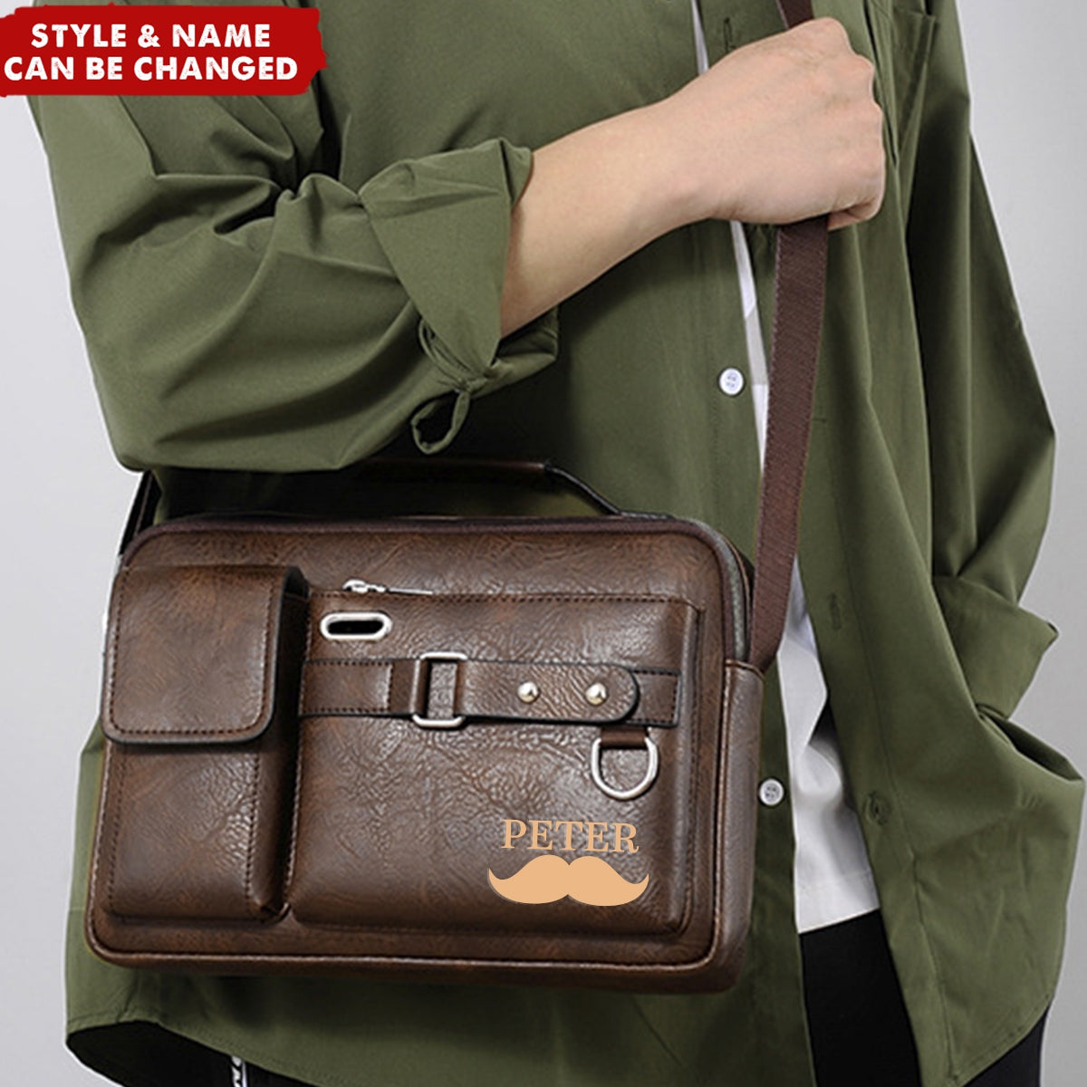Vintage Monogram - Personalized Business Messenger Shoulder Crossbody Bag