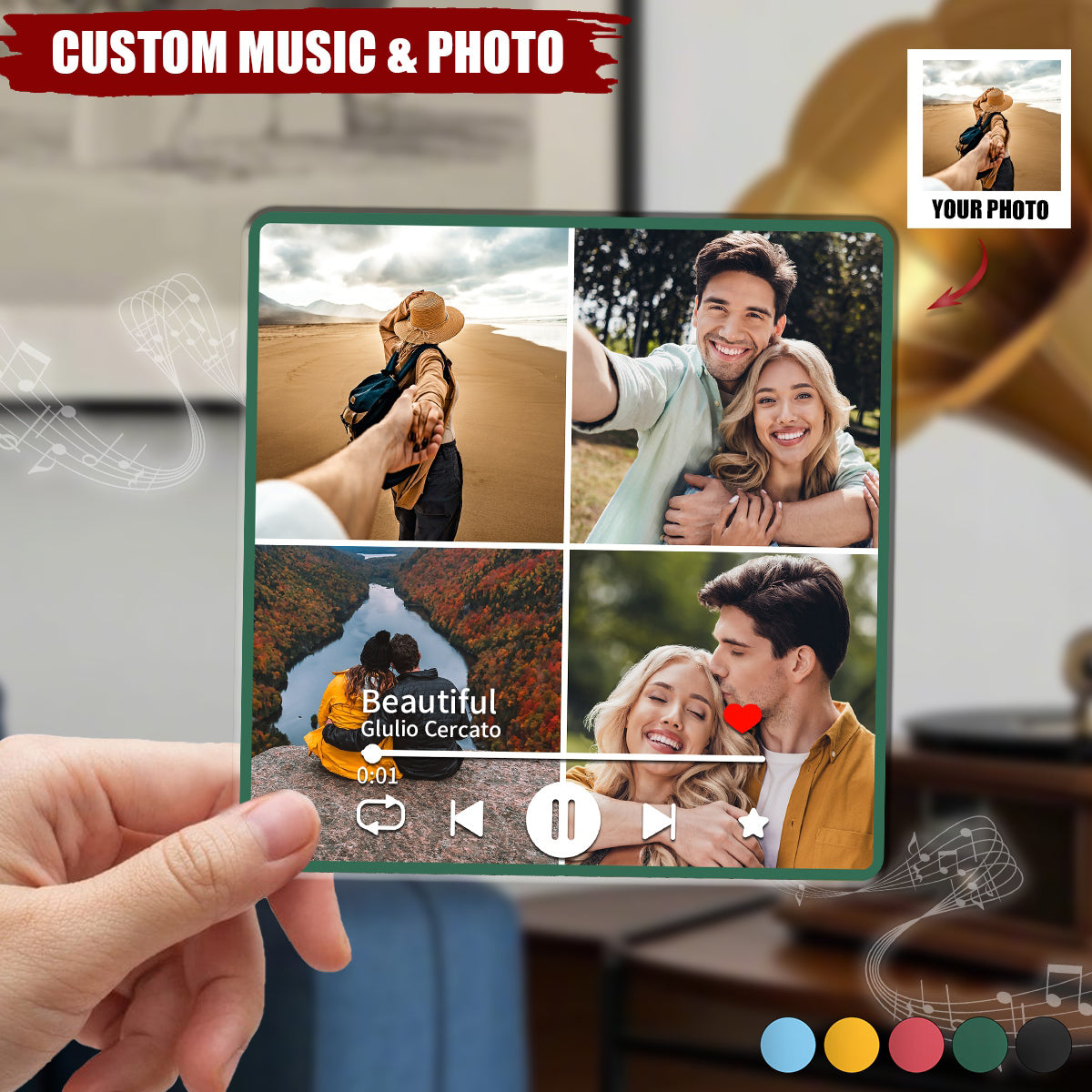 Family Photo Album Personalized Music Fridge Magnet