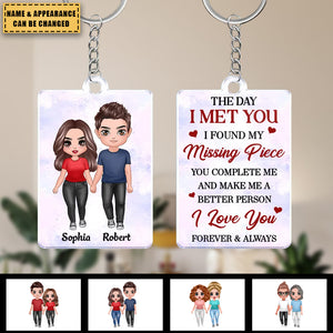 Doll Couple Standing The Day I Met You Personalized Acrylic Keychain