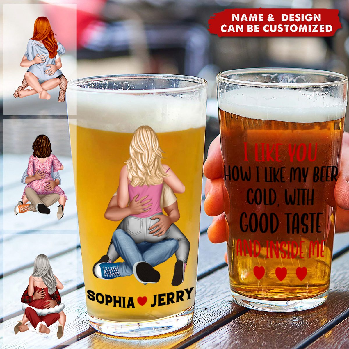 I Like You How I Like My Beer Cold- Personalized Couple Beer Glass