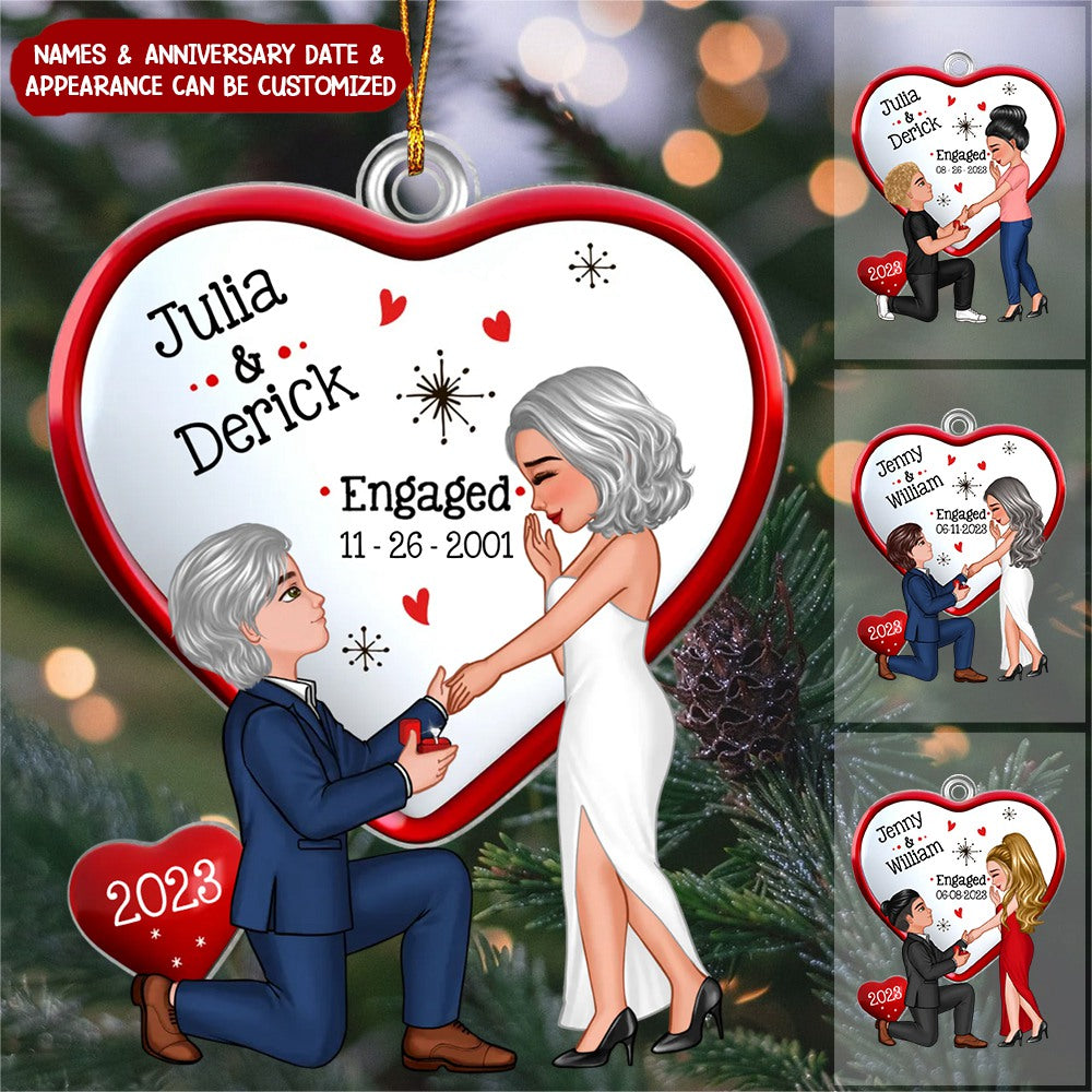 Christmas Keepsake Proposal Memory Engagement Couple Personalized Acrylic Ornament