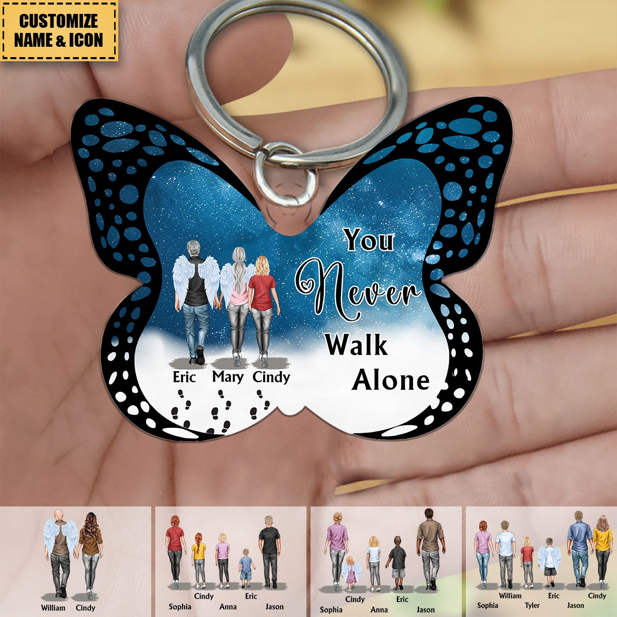 You Never Walk Alone - Personalized Acrylic Keychain - Memorial Gifts For Loss Family
