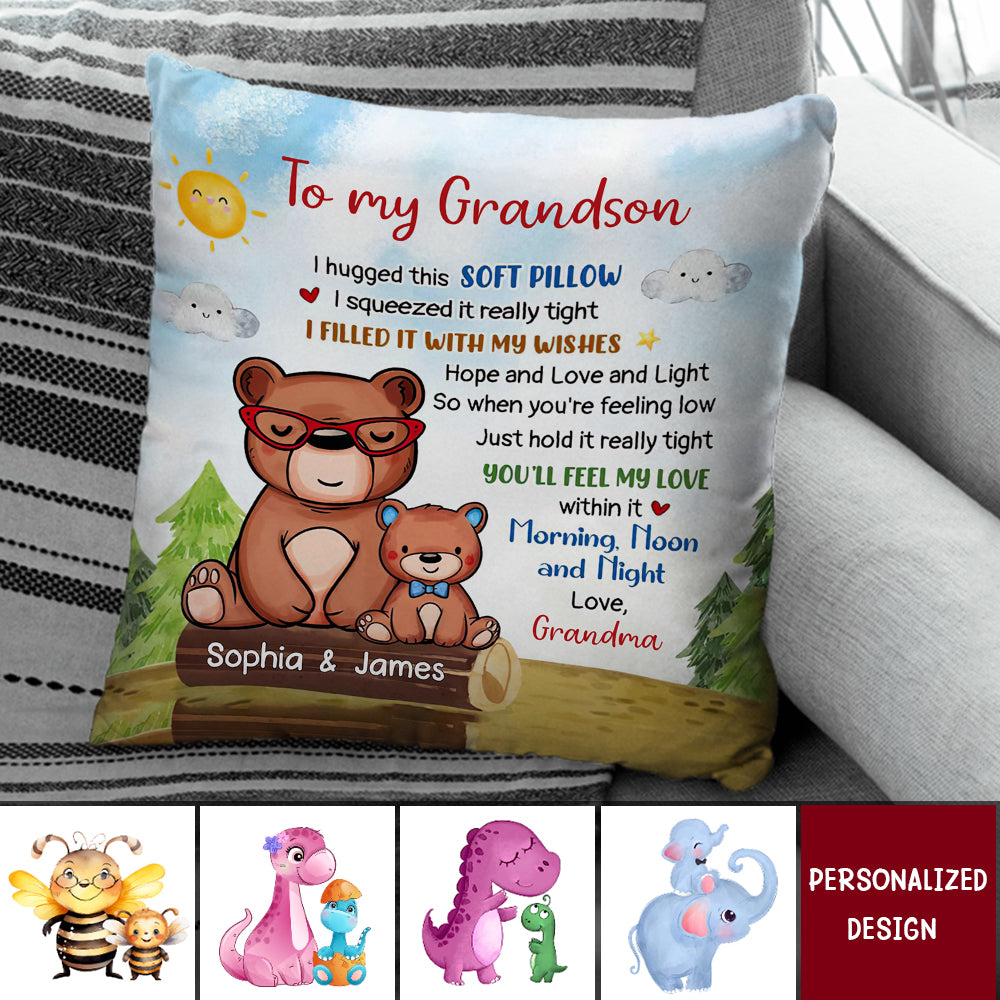 Gift For Grandson I Hugged This Soft Pillow - Personalized Pillow