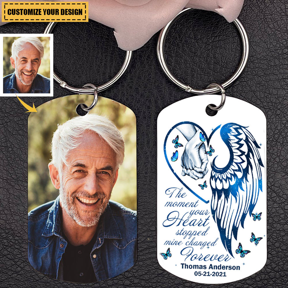 The Moment Your Heart Stopped Personalized Stainless Steel Keychain Memorial