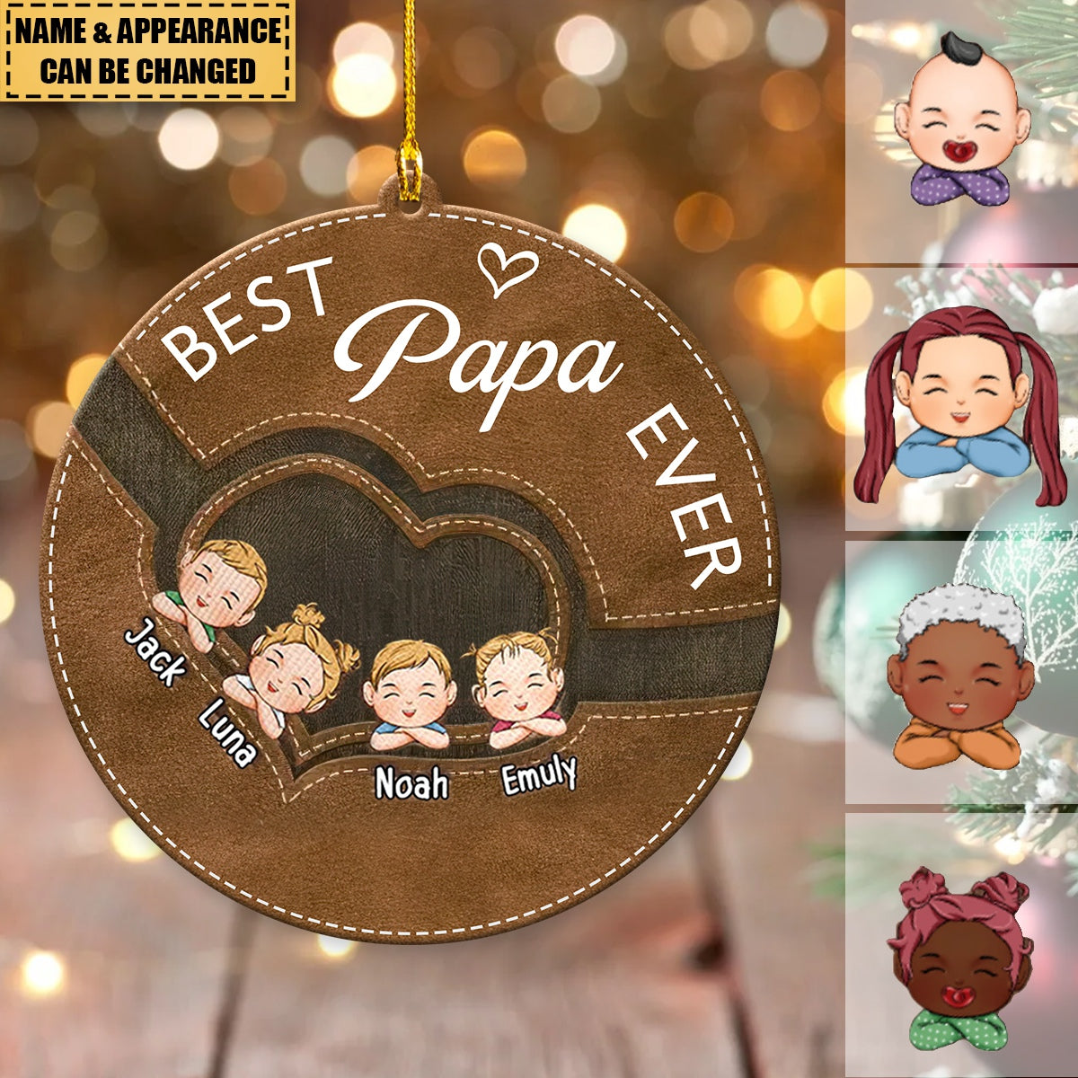 Best Dad Ever - Family Personalized Acrylic Ornament - Gift For Dad, Grandpa