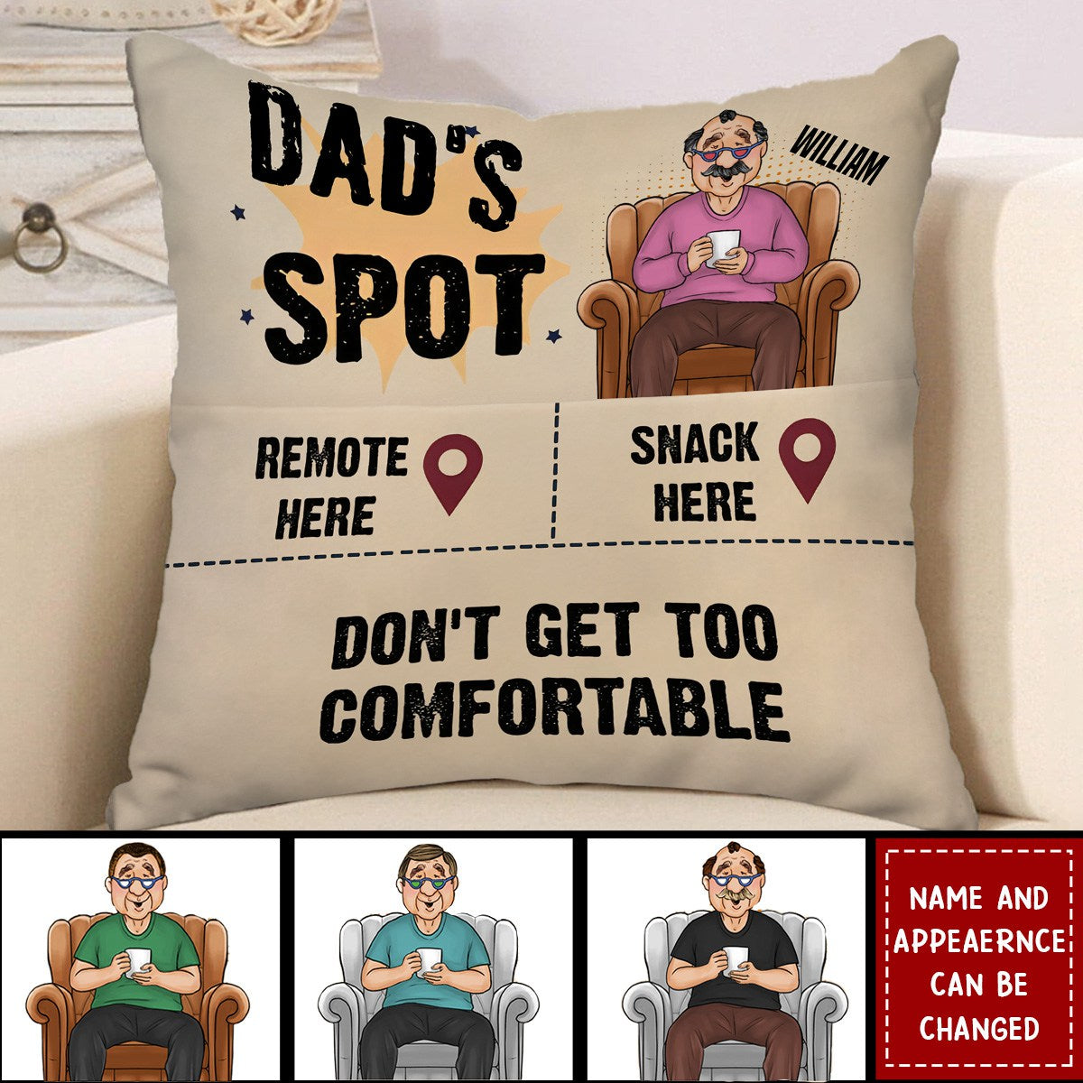 Personalized Gift For Dad Not Too Comfortable Pocket Pillow