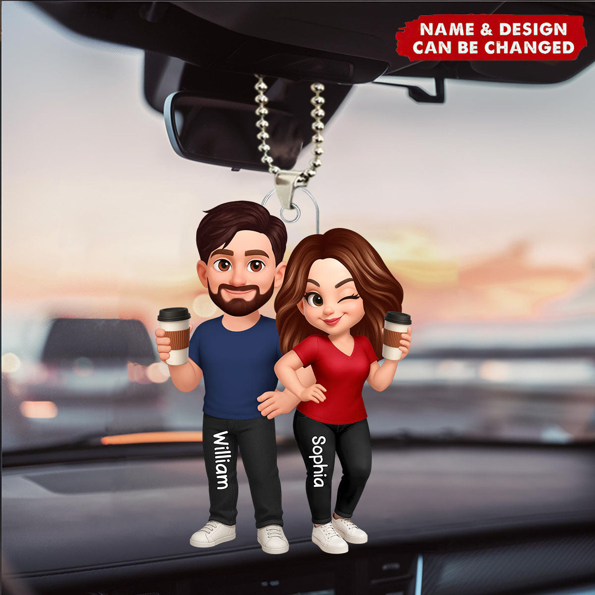 King And Queen Couple Personalized Car Ornament