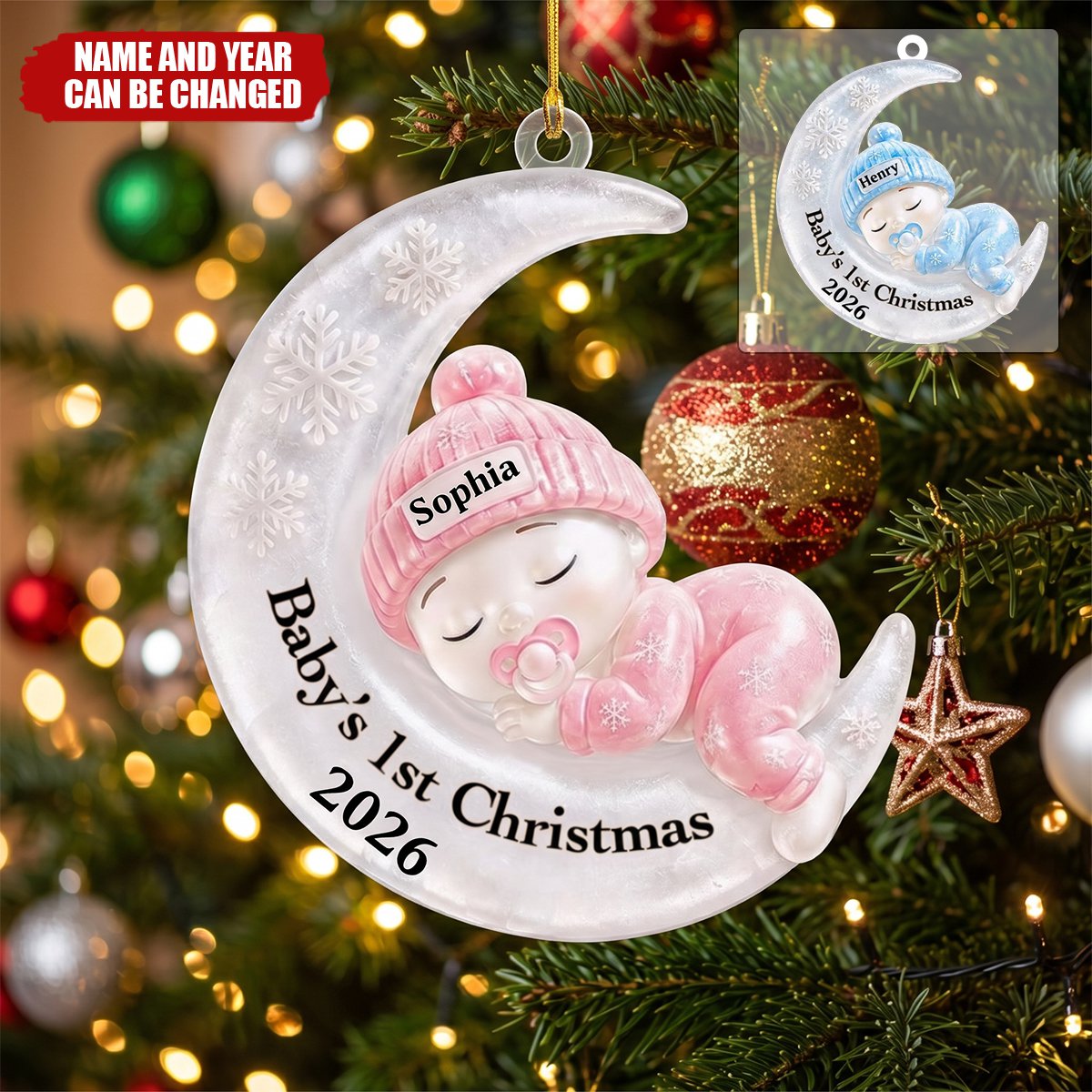 Baby's First Christmas, Personalized Acrylic Ornament, Gift For Parents