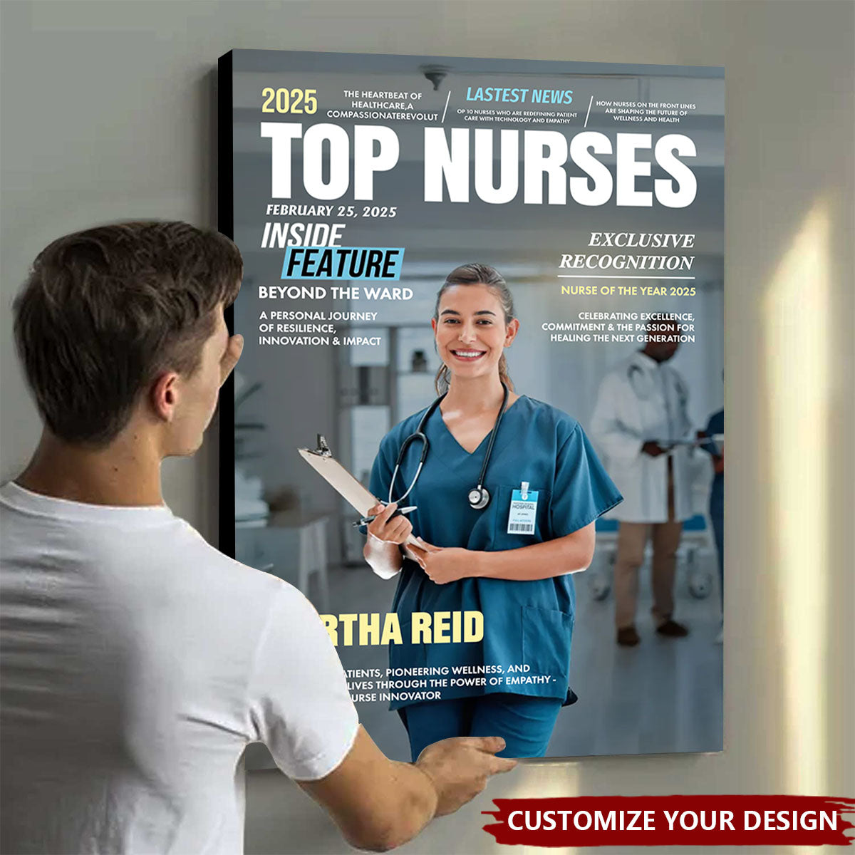 Top Nurses Magazine Cover Gift, Custom Nurse Photo Poster