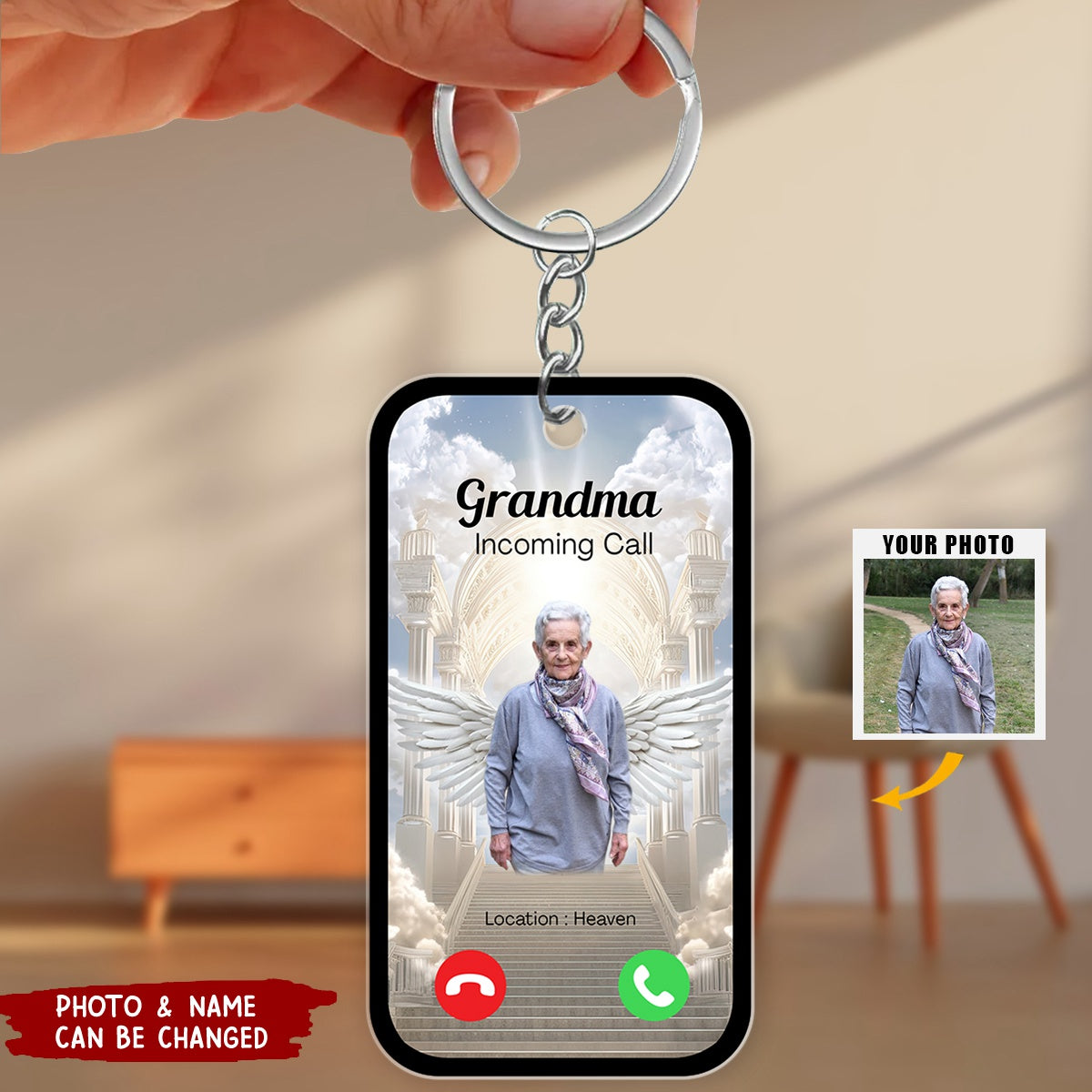 Incoming Call From Heaven Personalized Memorial Acrylic Keychain