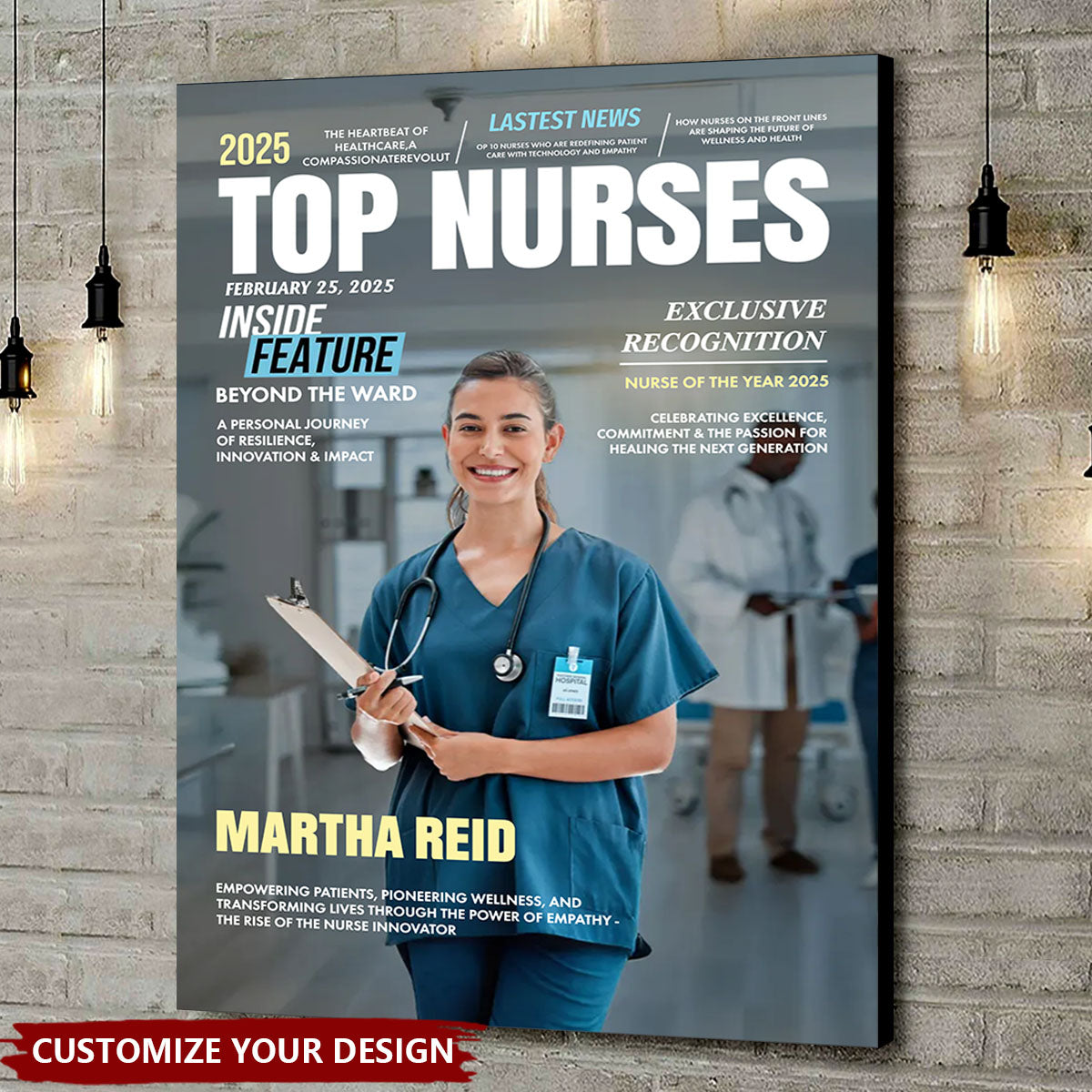 Top Nurses Magazine Cover Gift, Custom Nurse Photo Poster
