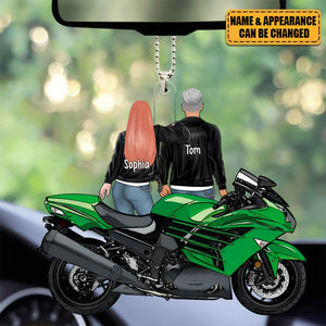 Riding Partner For Life - Personalized Acrylic Car Ornament, Motorcycle Couple, Gift For Motorcycle Lovers