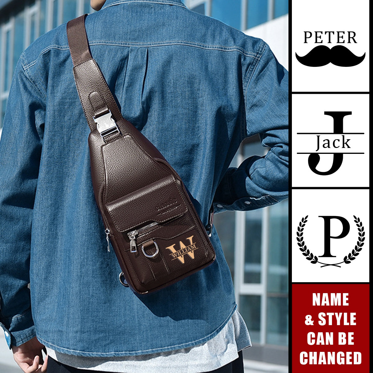 Vintage Monogram - Personalized Travel Hiking Cycling Chest Crossbody Bag