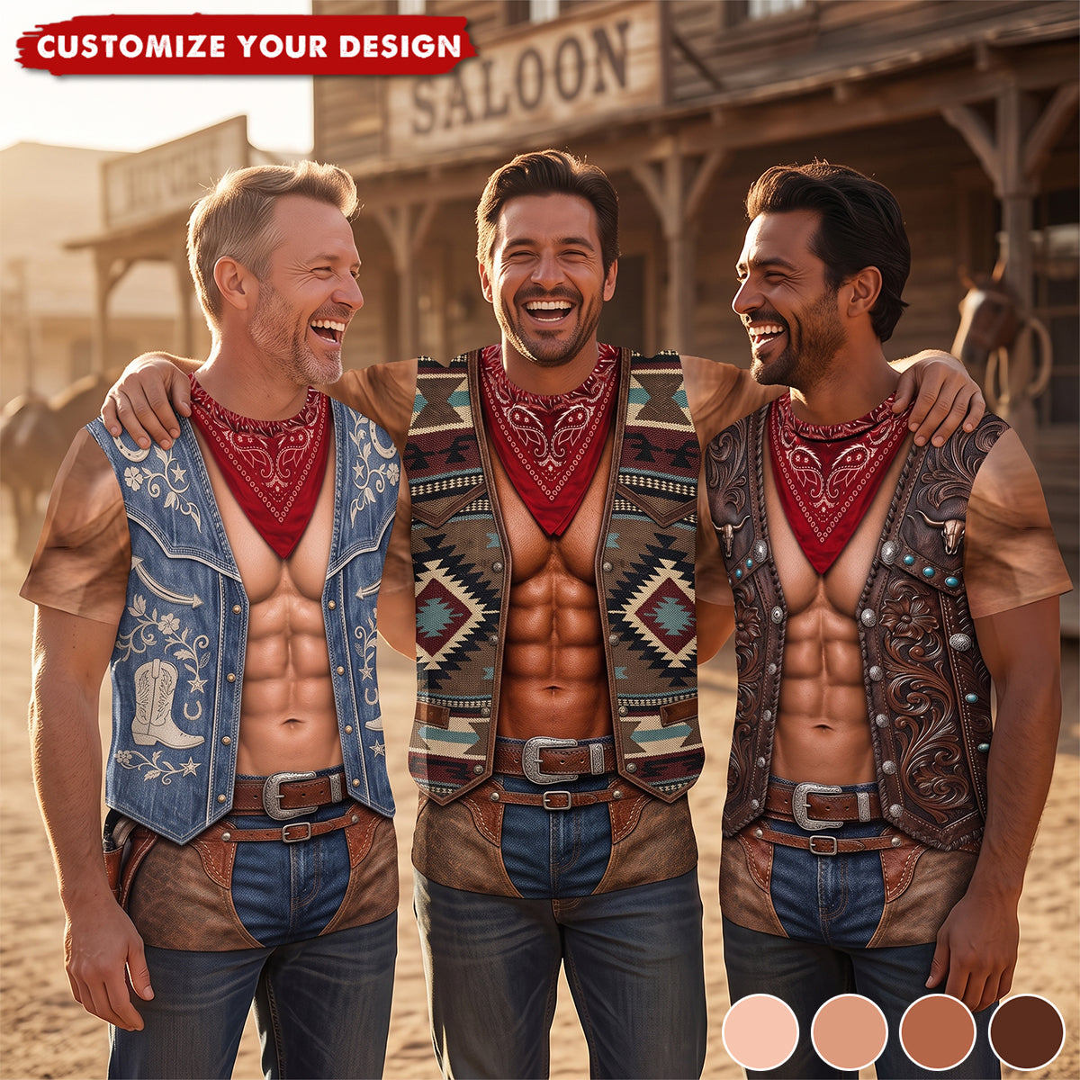 Wild West Cowboy Costume Collection - Personalized All-Over-Print T-Shirt