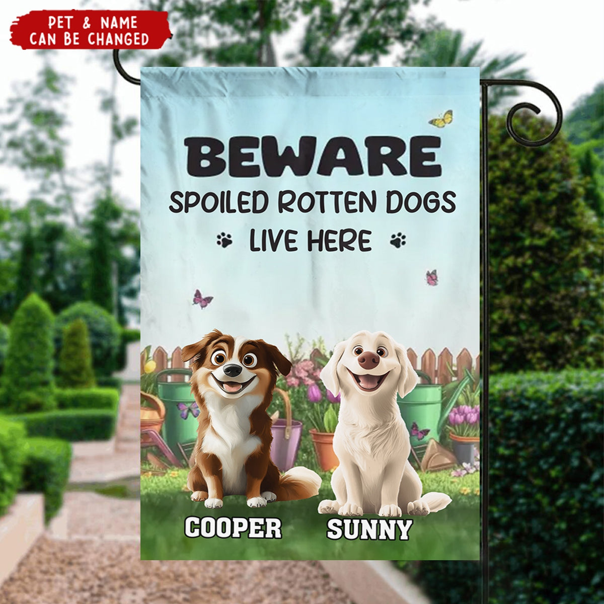 My Little Garden Buddy - Dog Personalized Flag